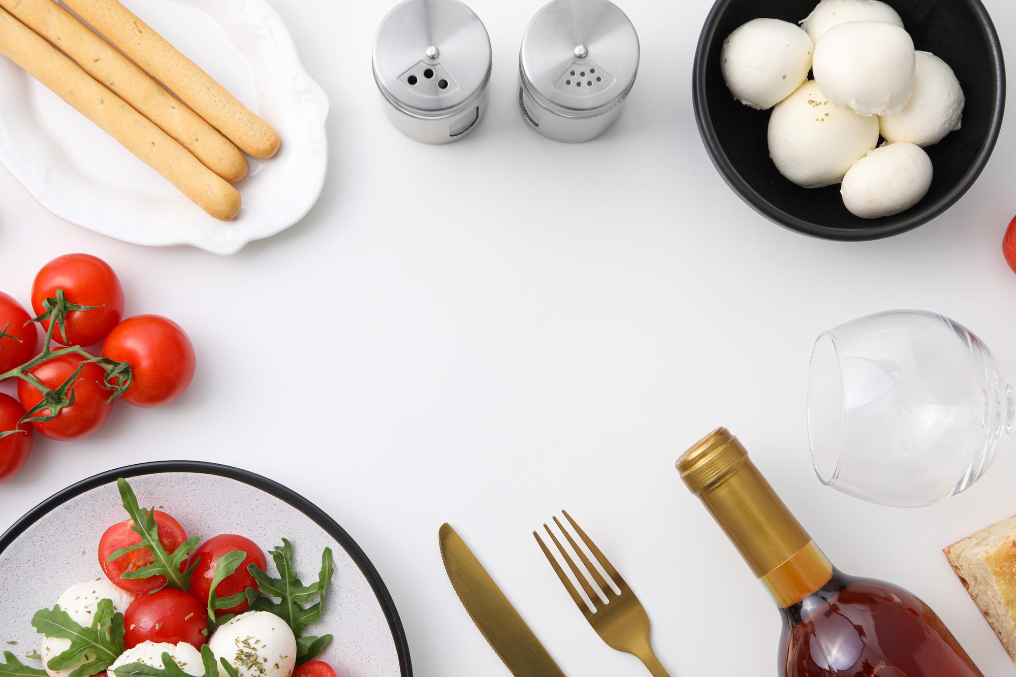 Ingredients laid out for a weeknight dinner kit on a neutral cloth
